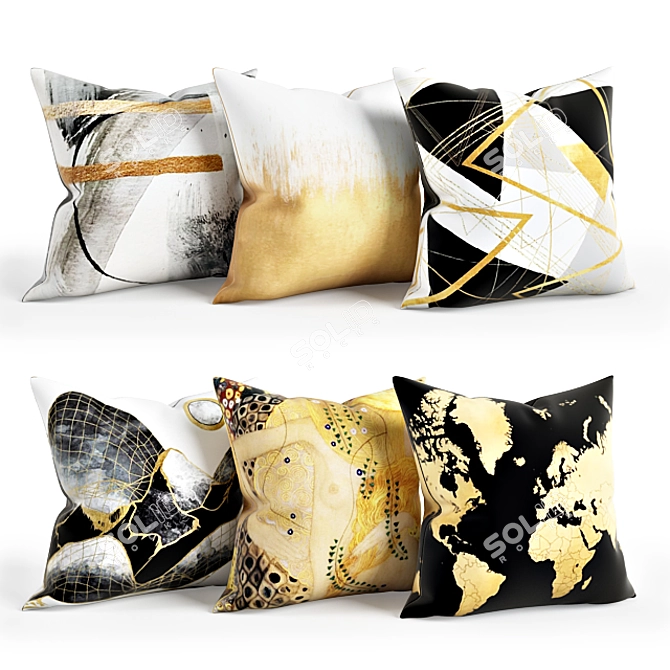Golden Luxe Pillow Set 3D model image 1