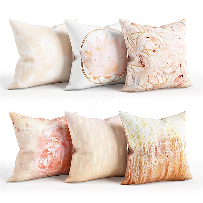 Cozy Peach Pillows Set 3D model image 1