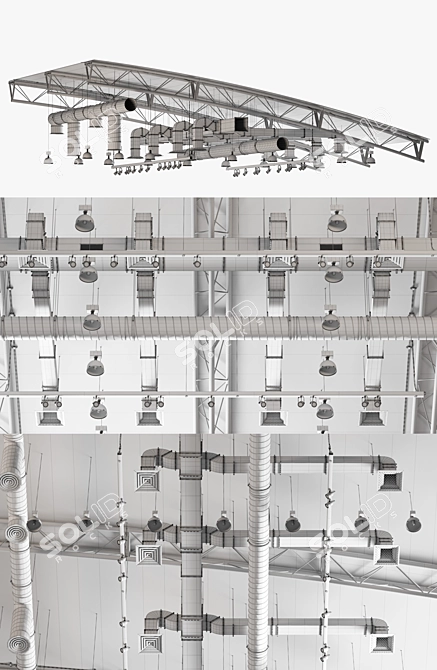 3D Ceiling Ventilation Model - V-Ray/Corona Compatible 3D model image 3