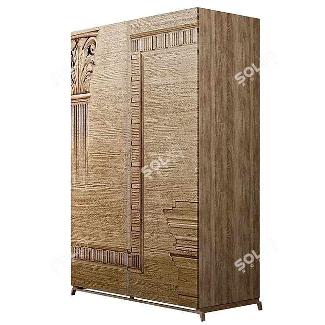 Rustic Wood Wardrobe: Elegant and Functional 3D model image 1