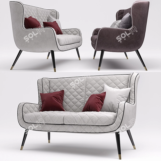 Modern Baxter Dolly Sofa 3D model image 2