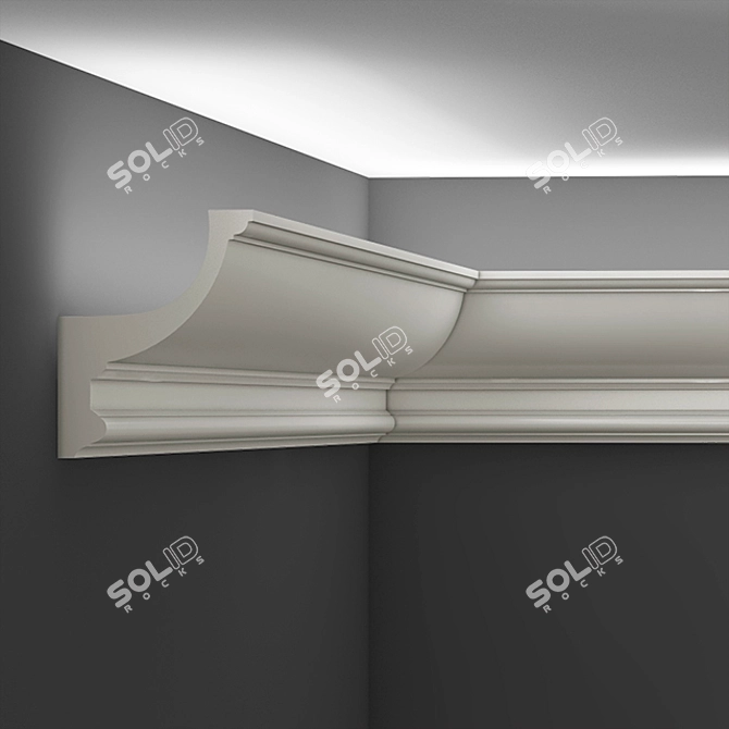 Elegant Gypsum Cornice 3D model image 2