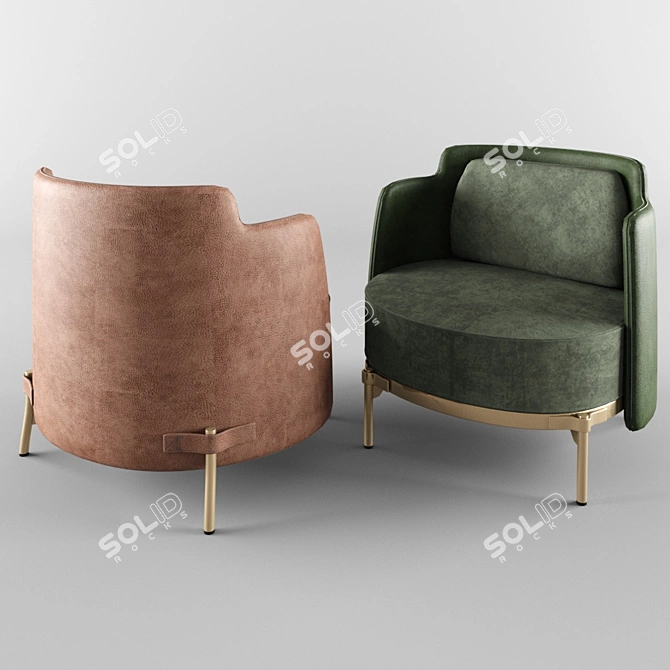 Elegant Minotti Tape Armchair 3D model image 2