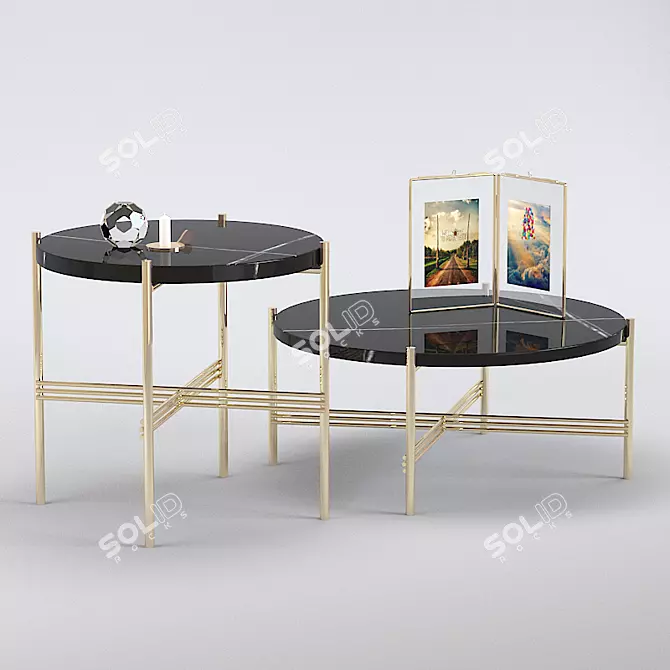 Elegant Marble Side Table 3D model image 1