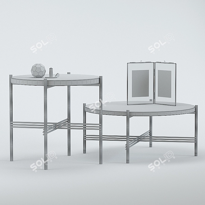 Elegant Marble Side Table 3D model image 3