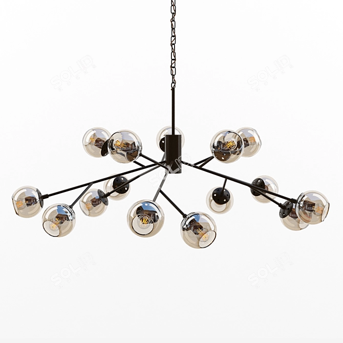 Elegant Amber Glass Chandelier 3D model image 1