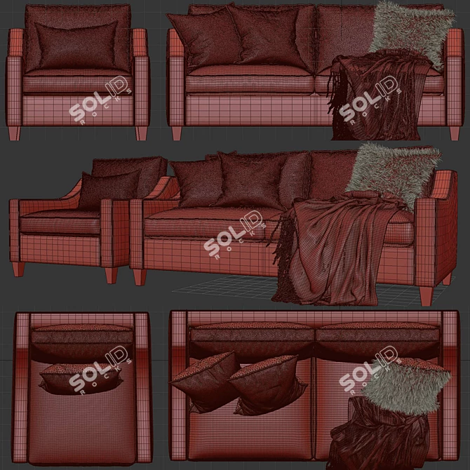 Title: Modern Paidge Loveseat by West Elm 3D model image 3