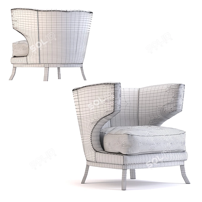 Elegant Art Deco Armchair 3D model image 2