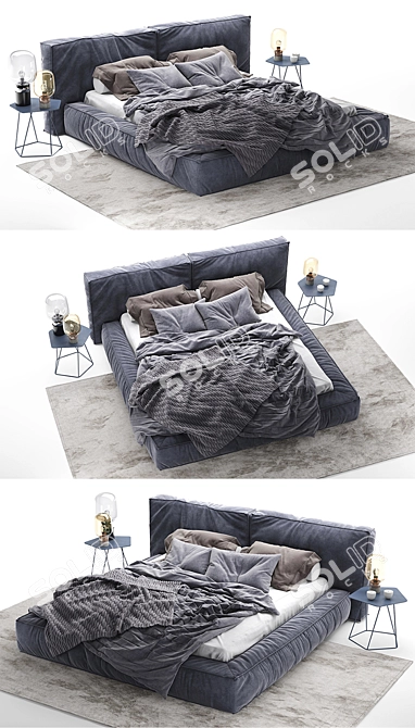 Cozy and Luxurious Bonaldo Fluff Bed 3D model image 2