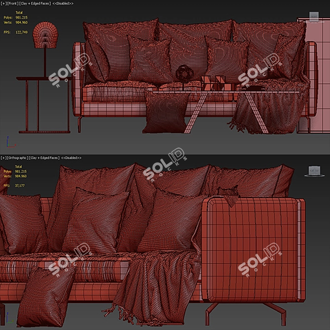 Elegant Osaka Sofa by BoConcept 3D model image 3