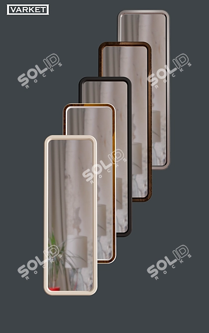 Elegant Rectangular City Mirror 3D model image 2