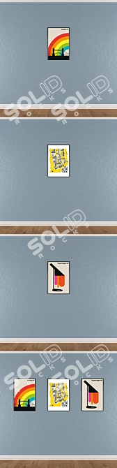 3-Piece Wall Paintings Set with Multiple Frame Options 3D model image 3