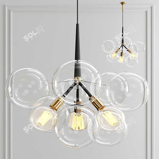 Glistening Glass Bubble Chandelier 3D model image 1