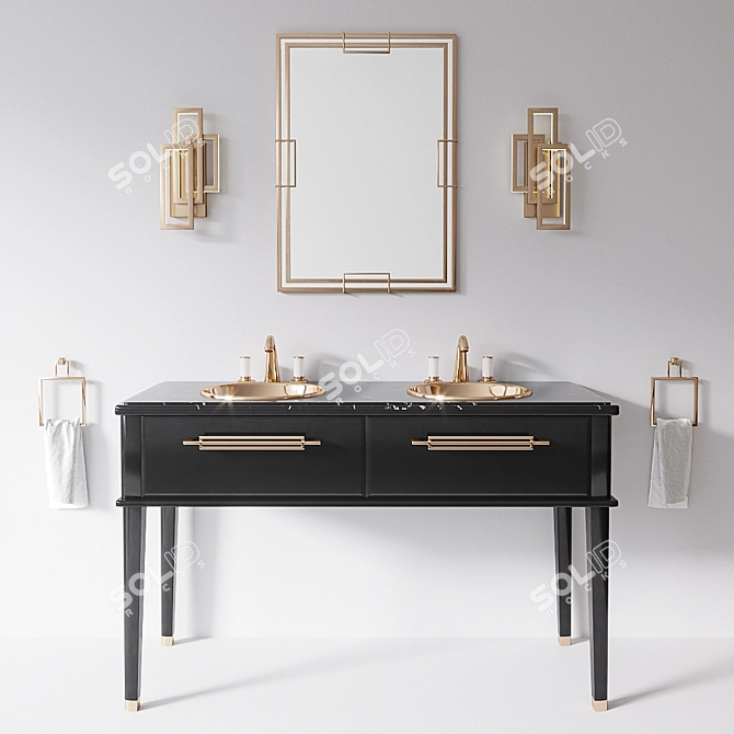 Elegant Riviere Black Nero Marquinia Sink 3D model image 1