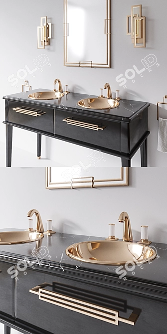 Elegant Riviere Black Nero Marquinia Sink 3D model image 2