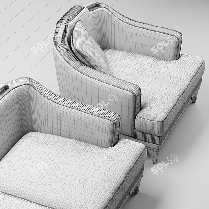 Luxury Leather Alexander Sofa-Armchair 3D model image 3