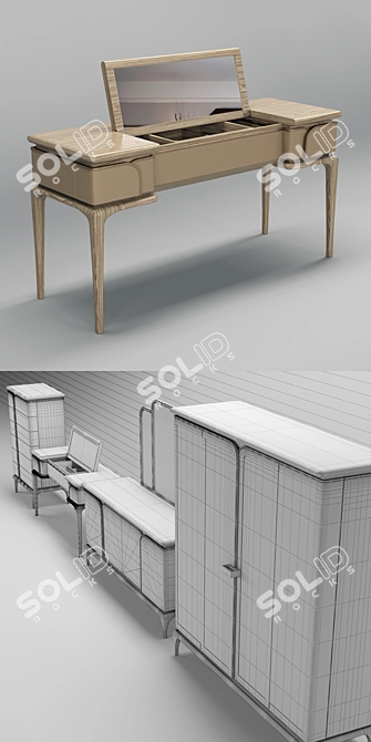 Luxurious Alexander Collection: 6-Drawer Tall Boy, Vanity, Sideboard, Glass Cupboard 3D model image 3