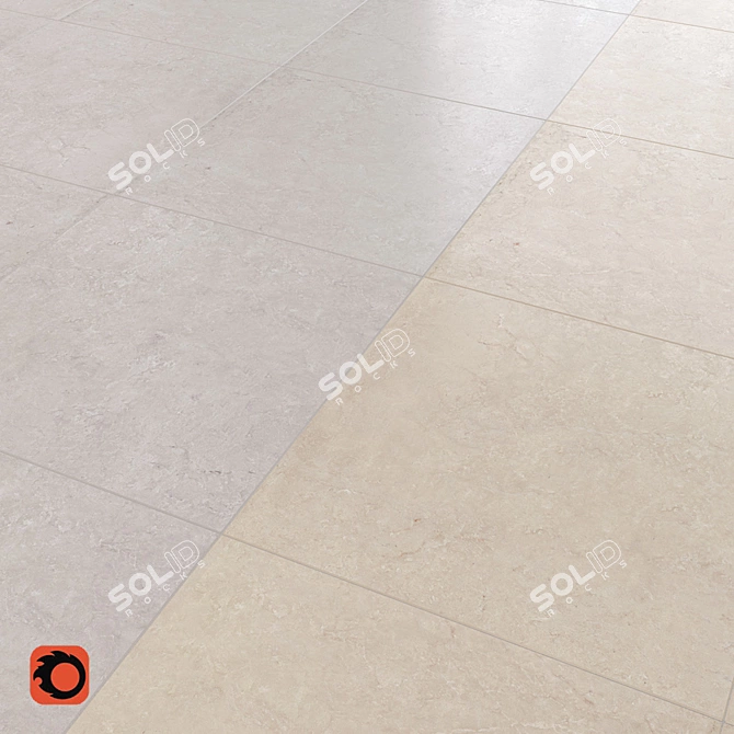 Tivoli Marble Floor Tiles - Beige and Grey 3D model image 1