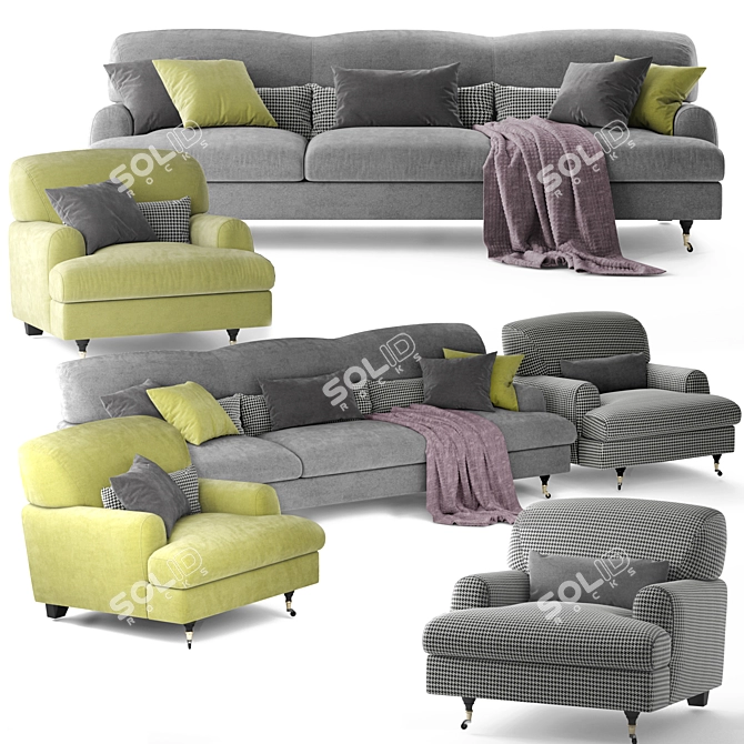 Elegant TUSCANY Sofa & Armchair 3D model image 1