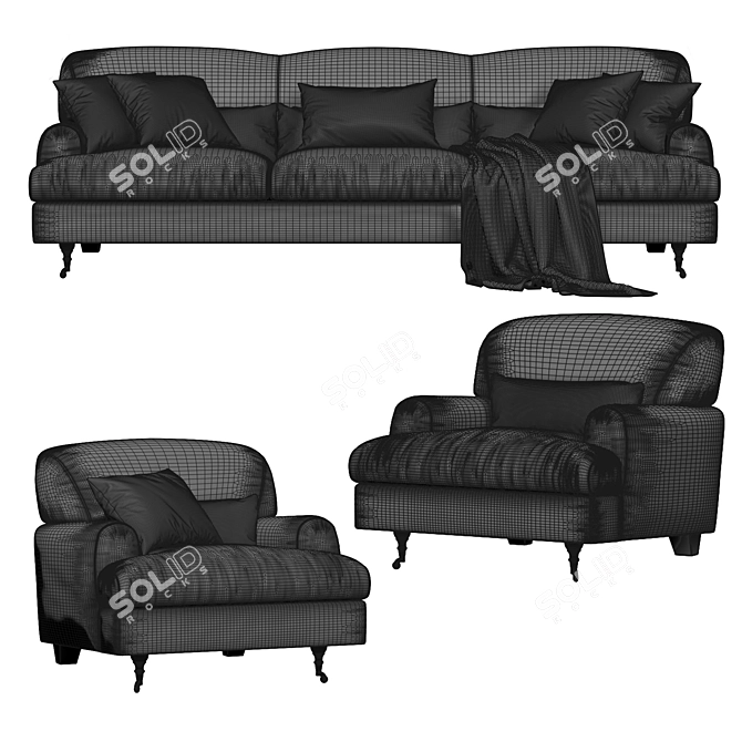 Elegant TUSCANY Sofa & Armchair 3D model image 2