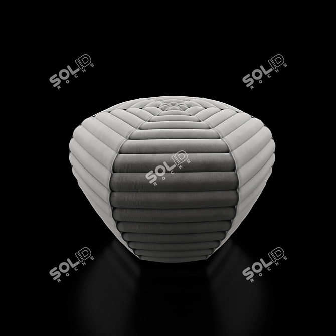 Luxurious Velvet & Leather Pouf 3D model image 1