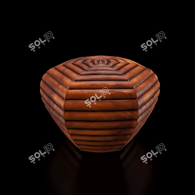 Luxurious Velvet & Leather Pouf 3D model image 2