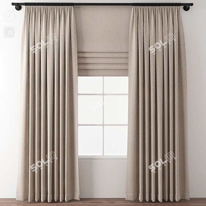 Title: Elegant Drapery Curtain 3D model image 1