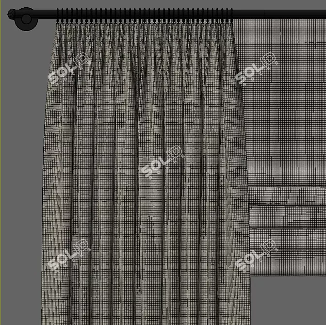 Title: Elegant Drapery Curtain 3D model image 2