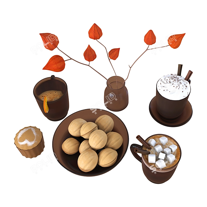 Elegant Autumn Decor Set 3D model image 2