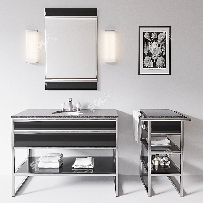 Elegant Academy Console + Washbasin Table 3D model image 1