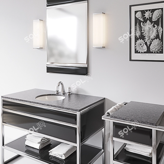 Elegant Academy Console + Washbasin Table 3D model image 2