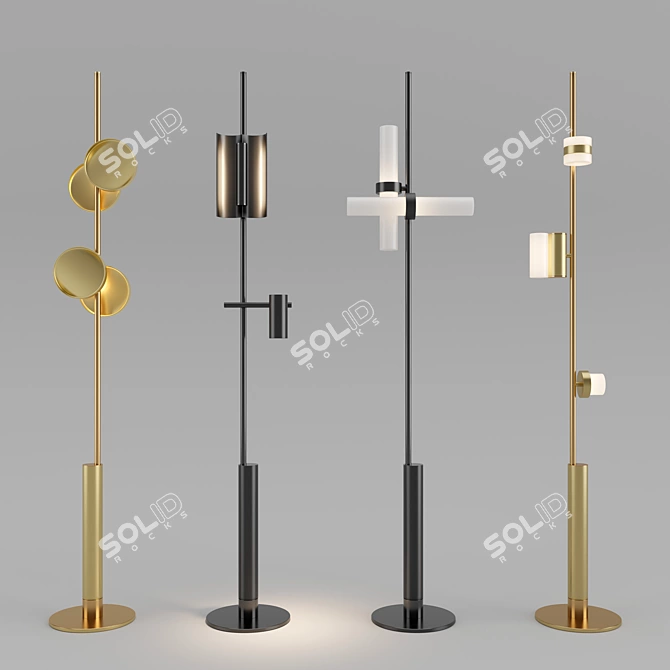 Sleek Typographic Cilon Floor Lamp 3D model image 1