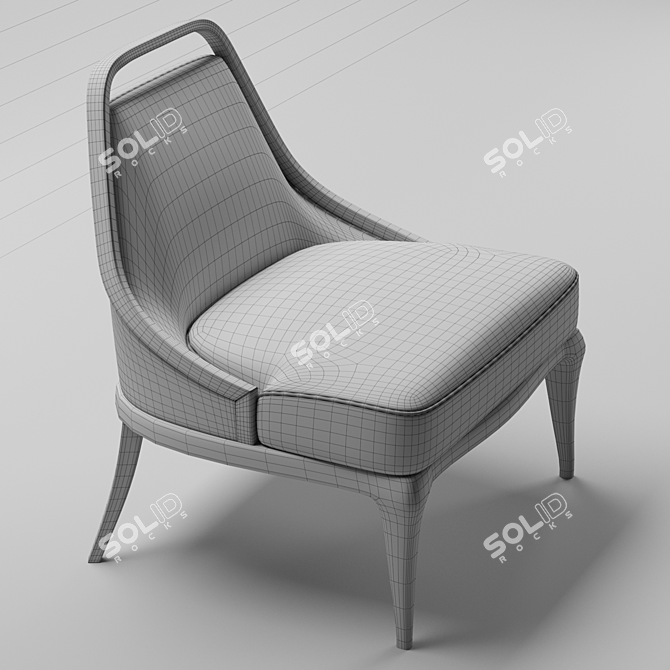 Elegant Alexander Bergere Art Chair 3D model image 3