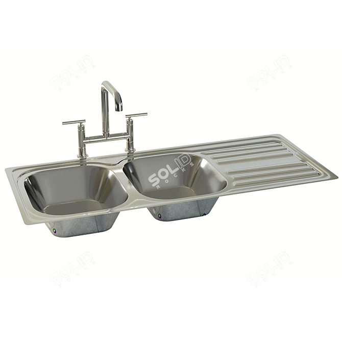 Sleek stainless steel sink 3D model image 1