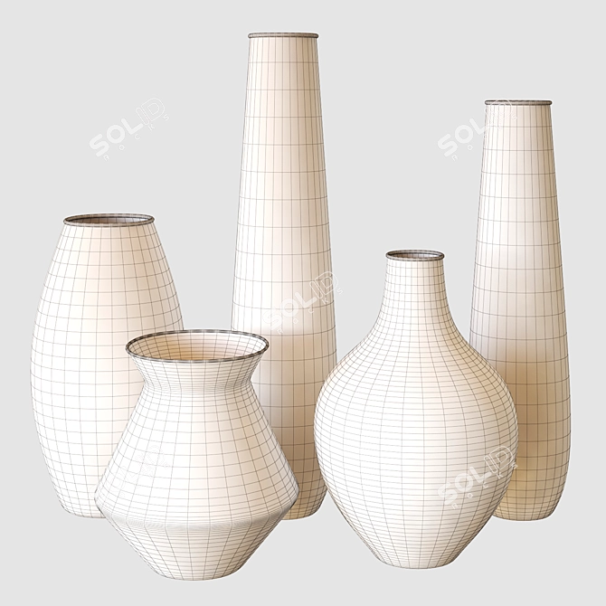 Elegant 3D Ceramic & Metal Vases 3D model image 3