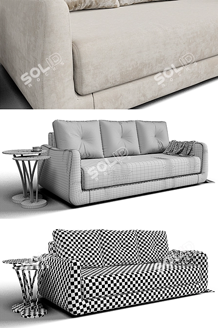 Transforming Camellia Sofa Bed 3D model image 3