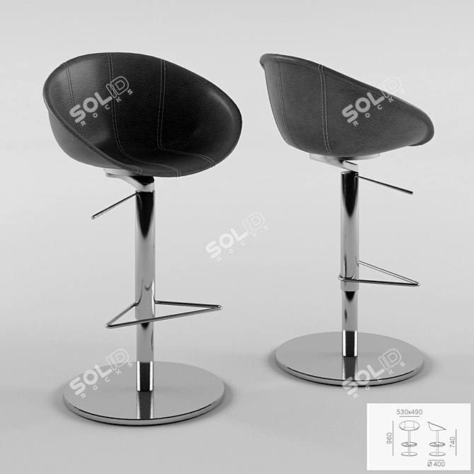 Sleek Swivel Stool 3D model image 1