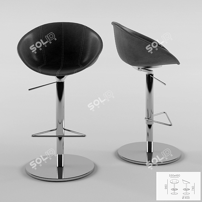 Sleek Swivel Stool 3D model image 2