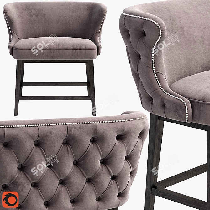 Elegance Tufted Barstool Bench 3D model image 1