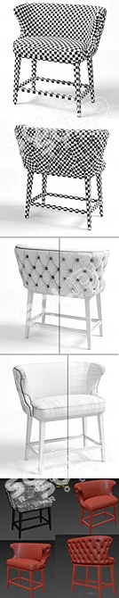 Elegance Tufted Barstool Bench 3D model image 3