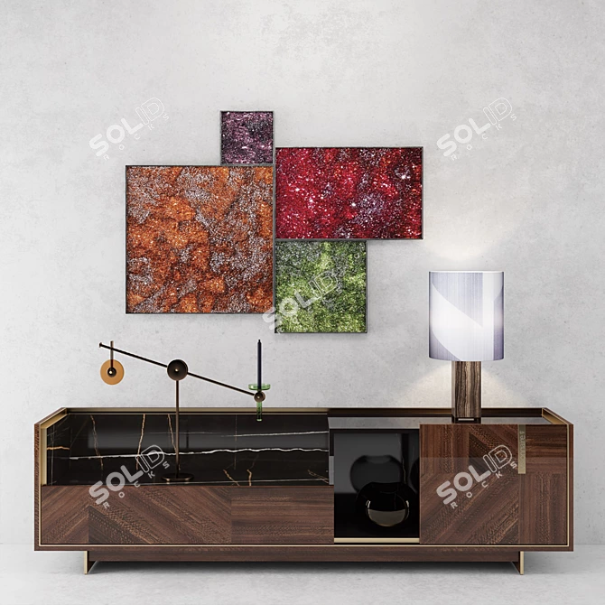 Contemporary Lacquered Sideboard: Visionnaire HORIZON 3D model image 1