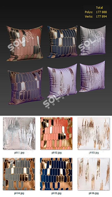Elegant Lapin Pillow Set 3D model image 2