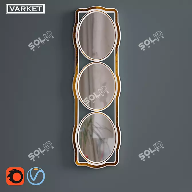 Elegant City Three Elips Mirror 3D model image 1