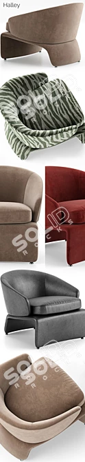 Elegant Minotti Halley Armchair: Designer Style 3D model image 3