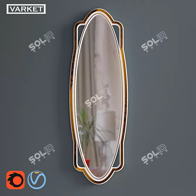 Elegant City Elips Mirror 3D model image 1