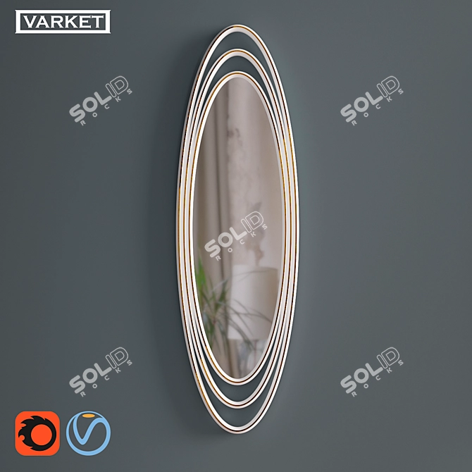 Saturn City Ivory Mirror - Elegant Reflection 3D model image 1