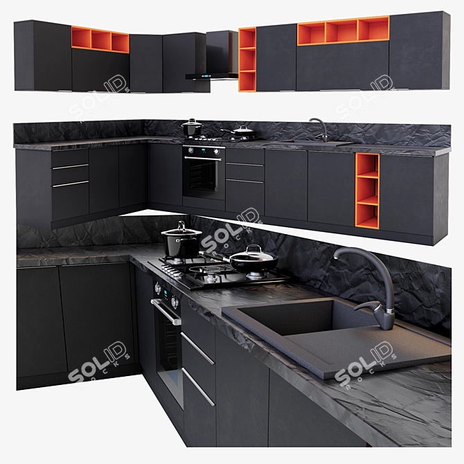 Sleek Kitchen Appliance Set 3D model image 1