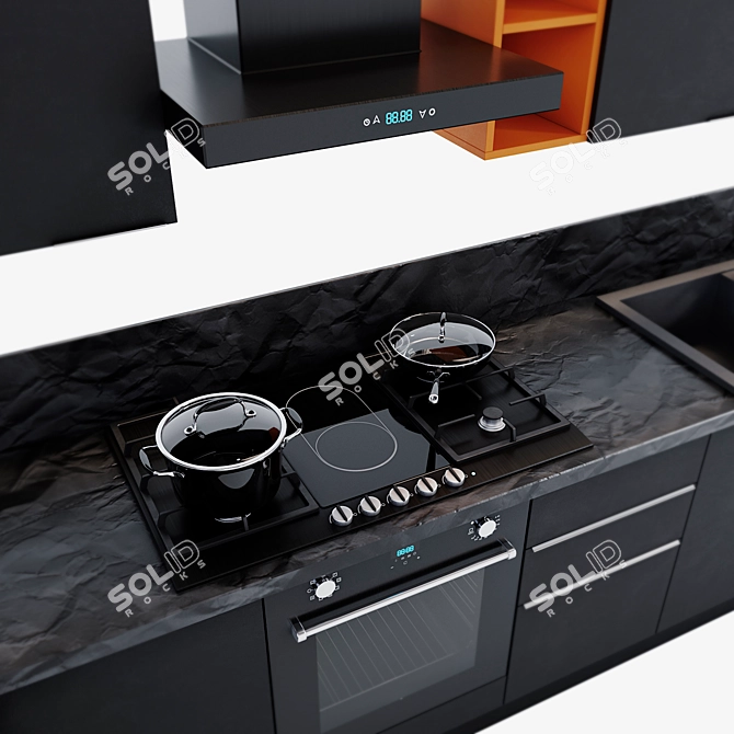 Sleek Kitchen Appliance Set 3D model image 2