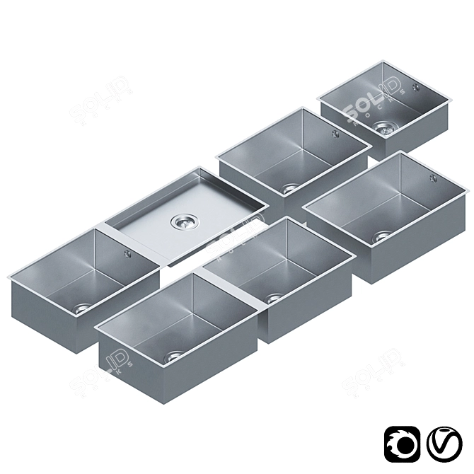  Dornbracht Stainless Steel Sinks: Modern Set with Versatile Models 3D model image 1