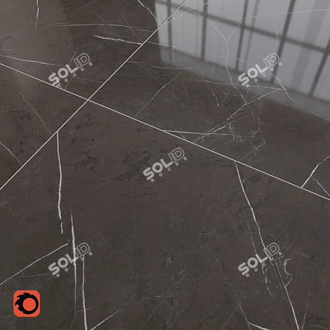 Majestic Black Marble Floor Tile 3D model image 3
